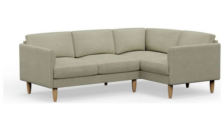 Hutch Fabric Curve Arm 4 Seater Corner Sofa - Oat