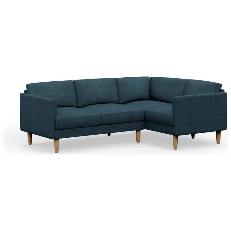 Hutch Fabric Curve Arm 4 Seater Corner Sofa - Aegean Blue 0