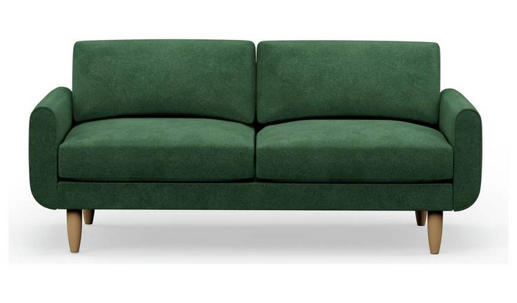 Hutch Velvet Round Arm 3 Seater Sofa - Sage Green