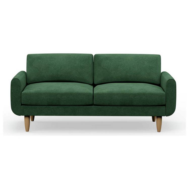 Hutch Velvet Round Arm 3 Seater Sofa - Sage Green 0