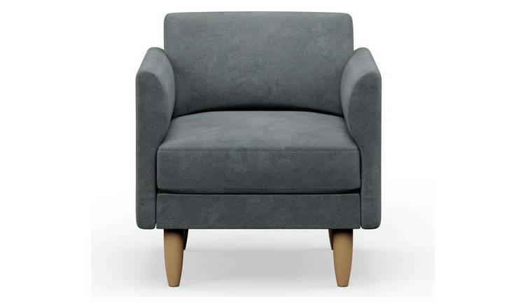 Hutch Velvet Curve Arm Armchair - Slate Grey