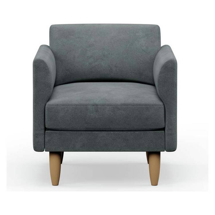 Hutch Velvet Curve Arm Armchair - Slate Grey 0