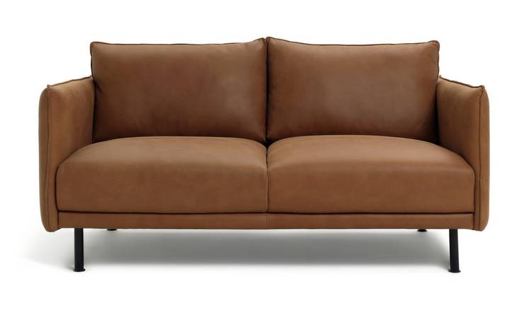 Habitat Moore Leather 2 Seater Sofa - Tan