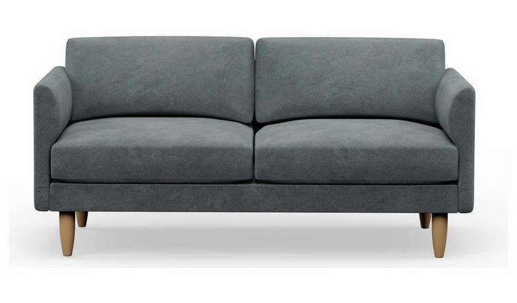 Hutch Velvet Curve Arm 3 Seater Sofa - Slate Grey