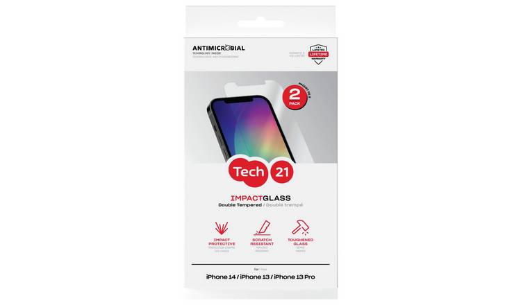 Tech21 iPhone 14 Glass Screen Protector Twinpack