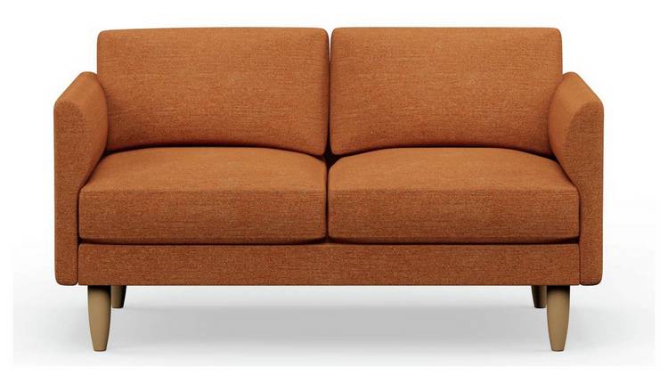 Hutch Fabric Curve Arm 2 Seater Sofa - Rust