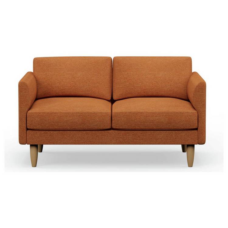 Hutch Fabric Curve Arm 2 Seater Sofa - Rust 0