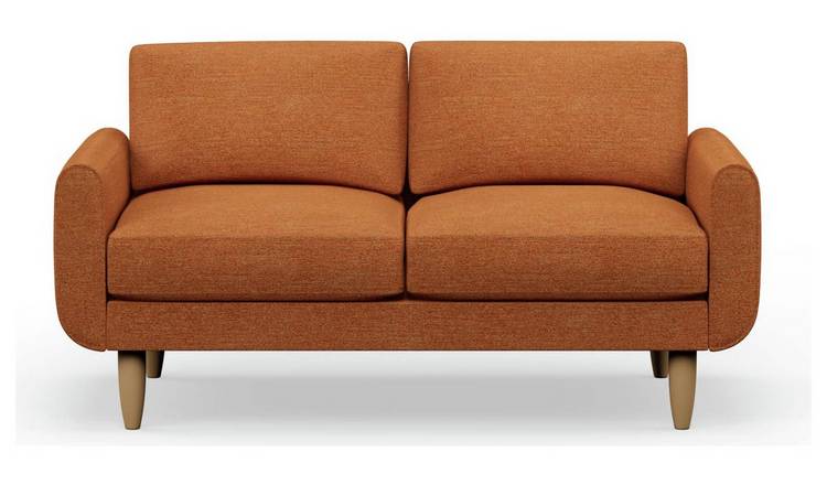 Hutch Fabric Round Arm 2 Seater Sofa - Rust