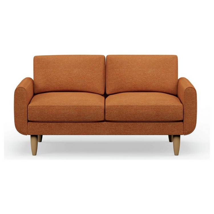 Hutch Fabric Round Arm 2 Seater Sofa - Rust 0