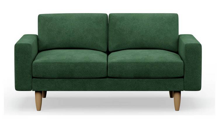 Hutch Velvet Block Arm 2 Seater Sofa - Sage Green