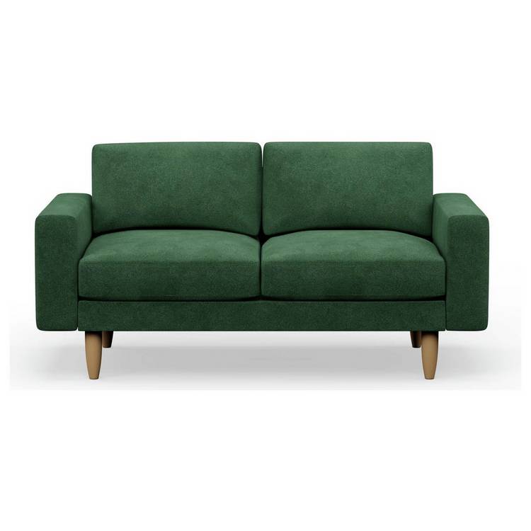 Hutch Velvet Block Arm 2 Seater Sofa - Sage Green 0