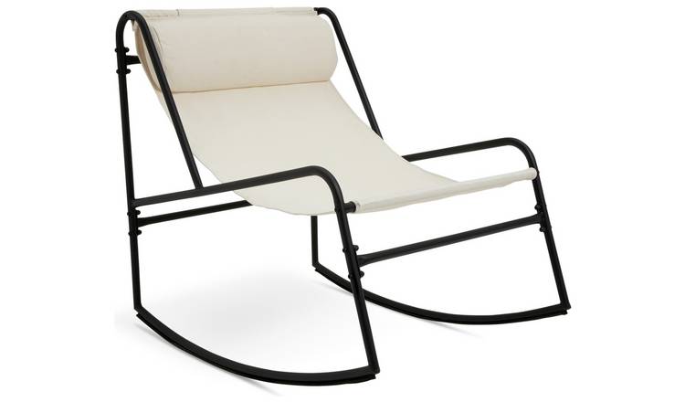 Habitat Teka Metal Rocking Garden Chair - Cream