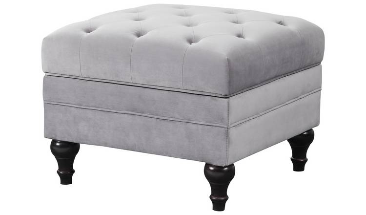 Grey on sale chesterfield pouffe