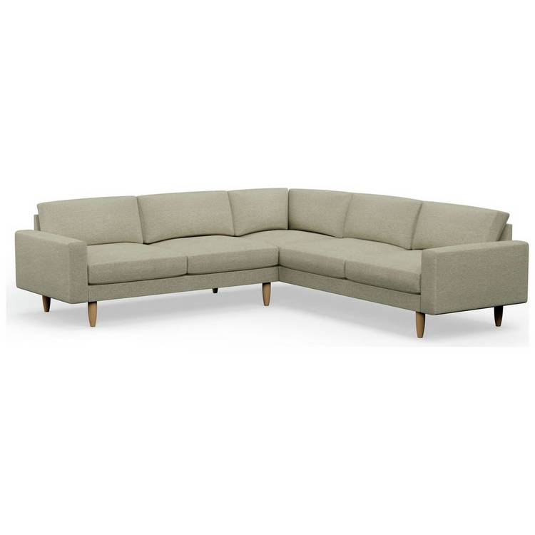 Hutch Fabric Block Arm 7 Seater Corner Sofa - Oat 0