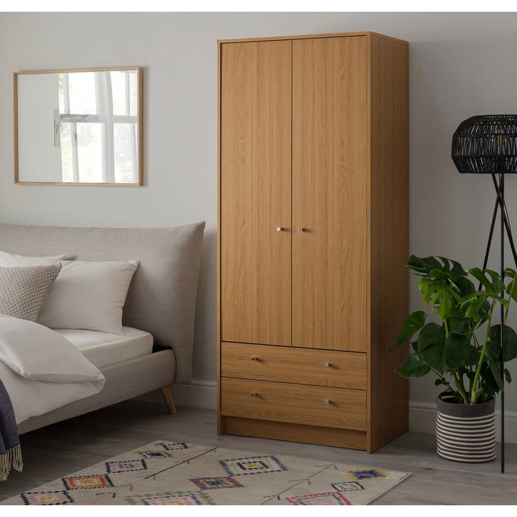 Argos Home Malibu 2 Door 2 Drawer Wardrobe - Oak Effect 0