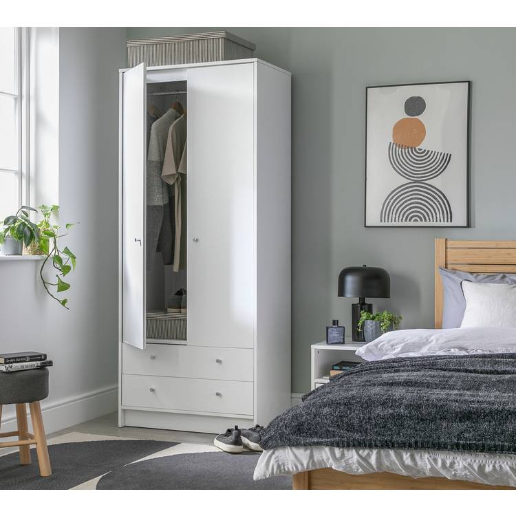 Argos Home Mailbu 2 Door 2 Drawer Wardrobe - White 0
