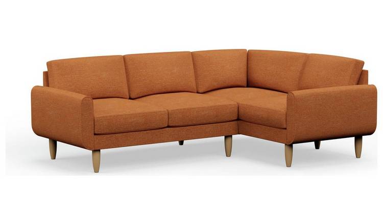 Hutch Fabric Round Arm 4 Seater Corner Sofa - Rust