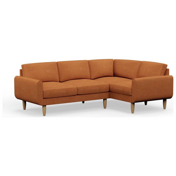 Hutch Fabric Round Arm 4 Seater Corner Sofa - Rust 0