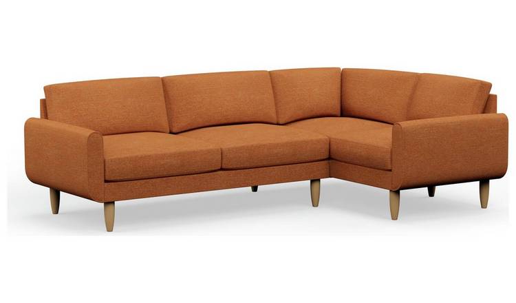 Hutch Slim Reversible Round Arm 5 Seater Sofa - Rust