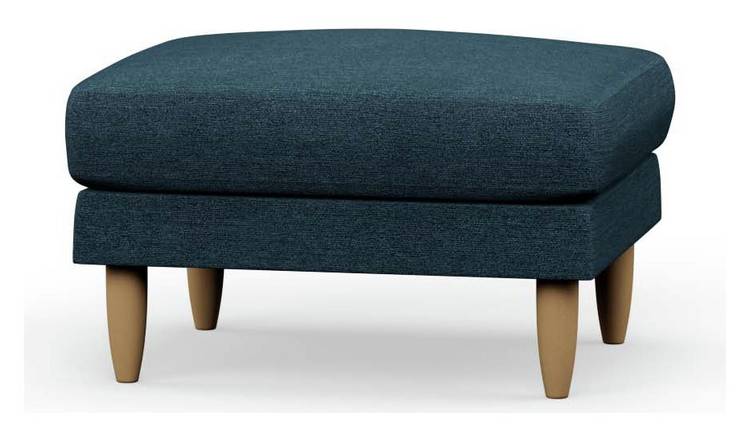 Hutch Fabric Footstool - Aegean Blue