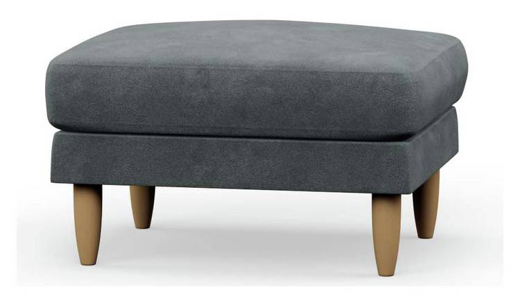 Hutch Fabric Footstool - Slate Grey