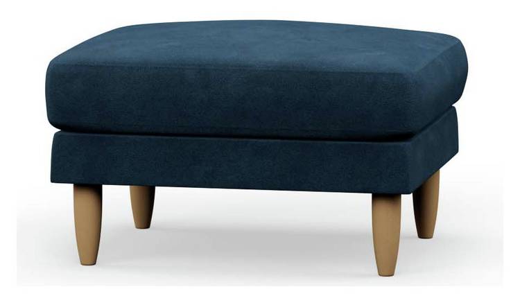 Hutch Fabric Footstool - Ink Blue