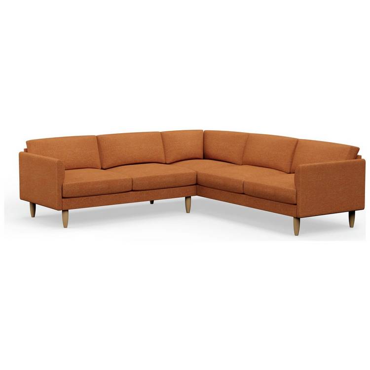 Hutch Fabric Curve Arm 7 Seater Corner Sofa - Rust 0