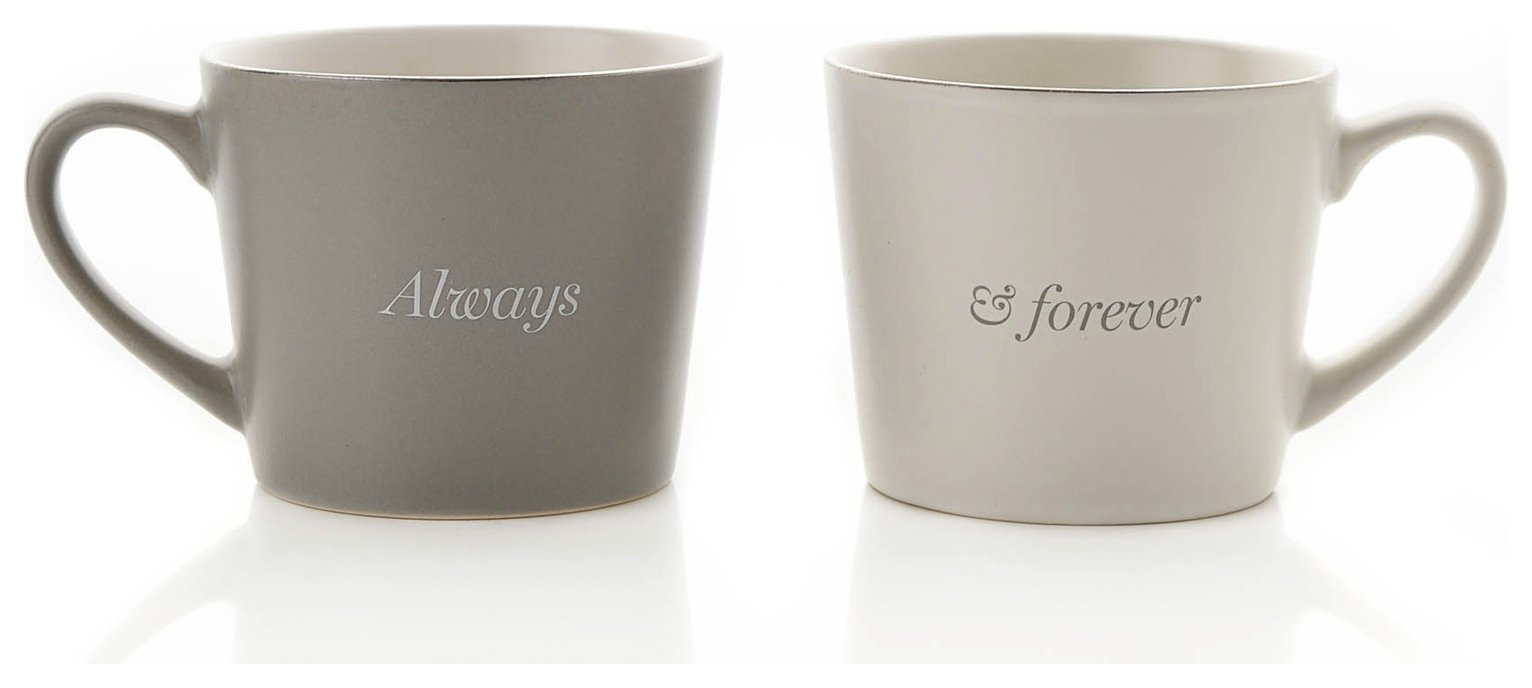 Amore Set of 2 Mugs - Grey & White