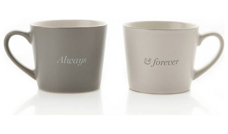 Amore Set of 2 Mugs - Grey & White