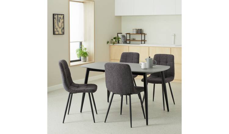 Argos Home Cobin Grey Dining Table & 4 Charcoal Chairs
