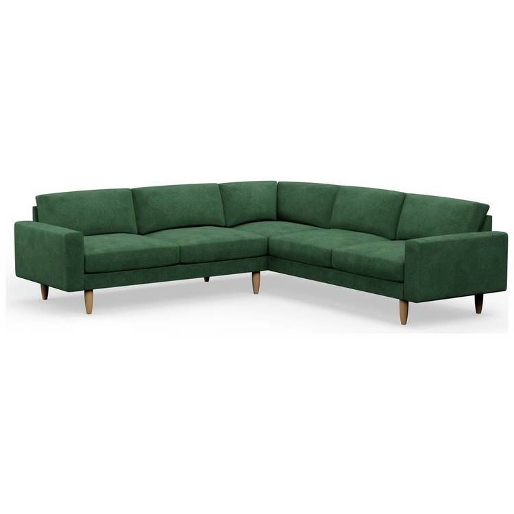 Hutch Velvet Block Arm 7 Seater Corner Sofa - Sage Green 0