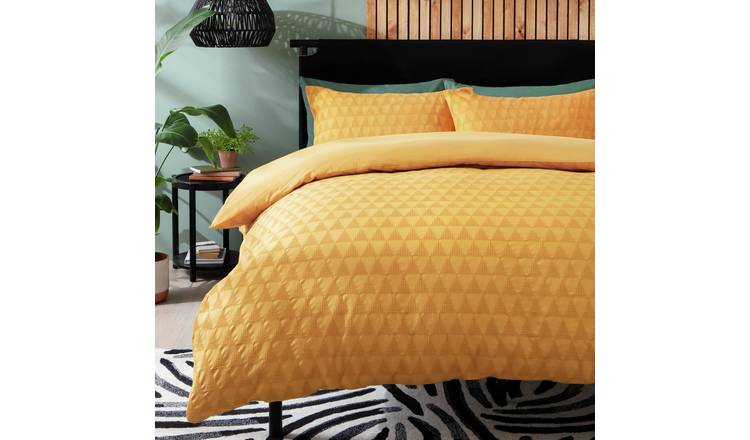 Habitat Cotton Triangle Waffle Mustard Bedding Set - Double