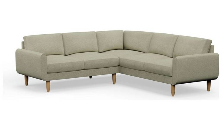 Hutch Plus Fabric Round Arm 5 Seater Corner Sofa - Oat