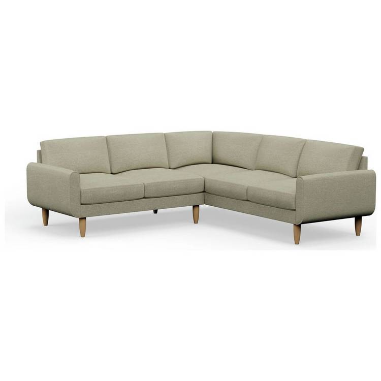 Hutch Plus Fabric Round Arm 5 Seater Corner Sofa - Oat 0