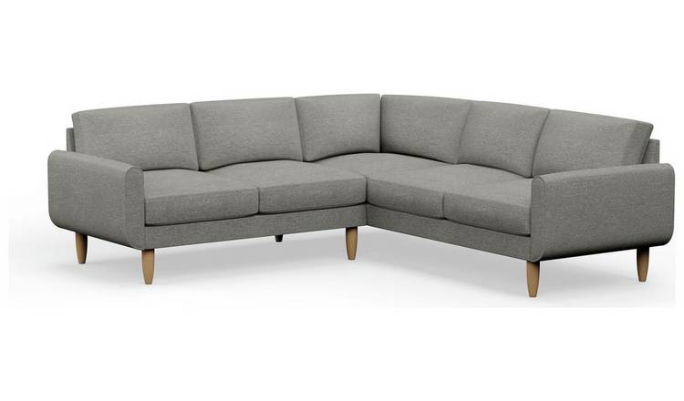 Hutch Plus Fabric Round Arm 5 Seater Corner Sofa - Dove Grey