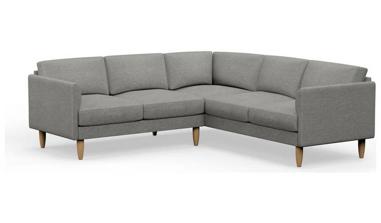 Hutch Plus Fabric Curve Arm 5 Seater Corner Sofa - Dove Grey