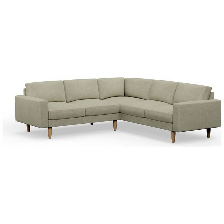 Hutch Plus Fabric Block Arm 5 Seater Corner Sofa - Oat 0