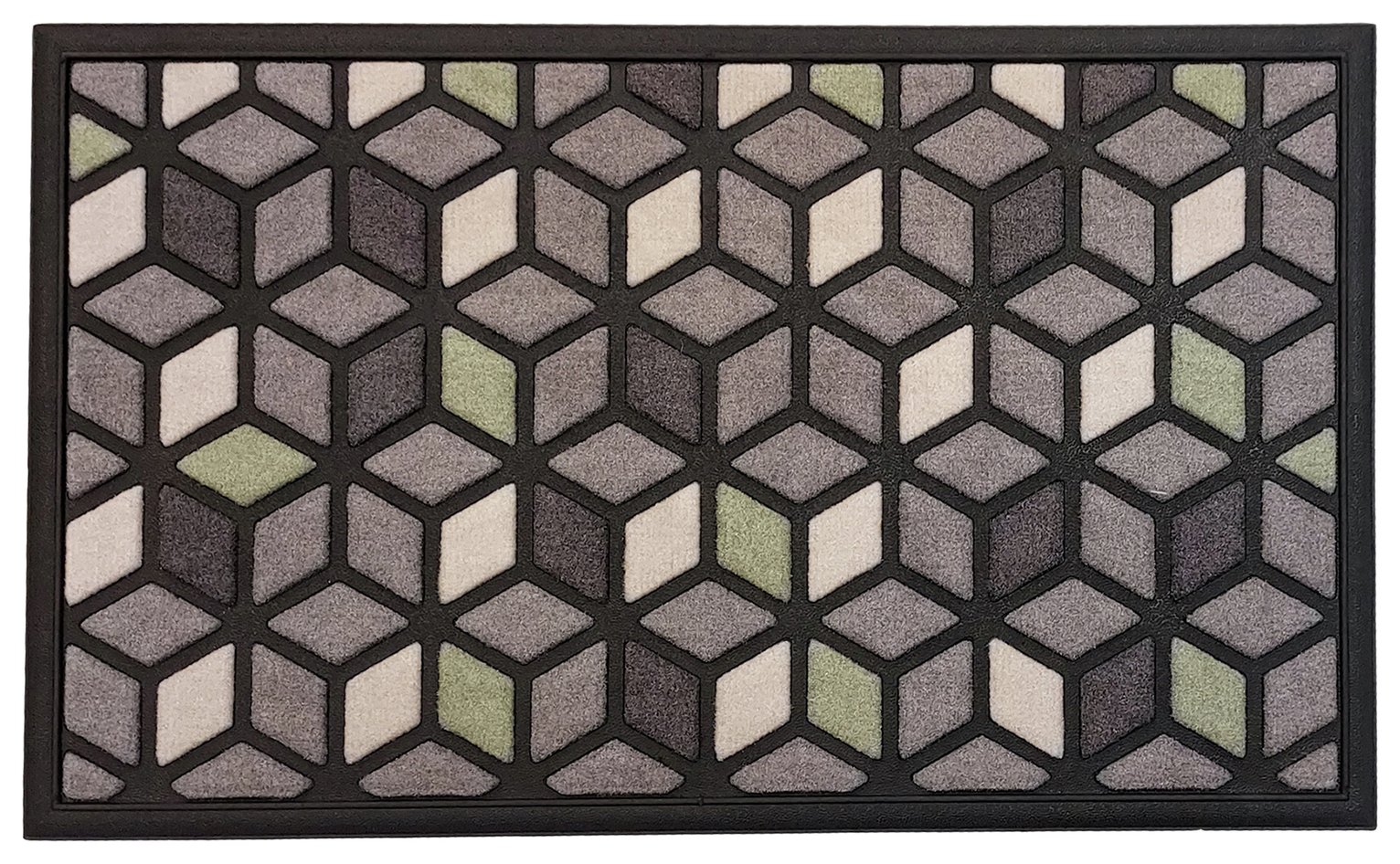 Primeur Geometric Scrape & Sorb Black Cut Pile Doormat