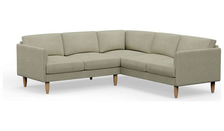 Hutch Plus Fabric Curve Arm 5 Seater Corner Sofa - Oat