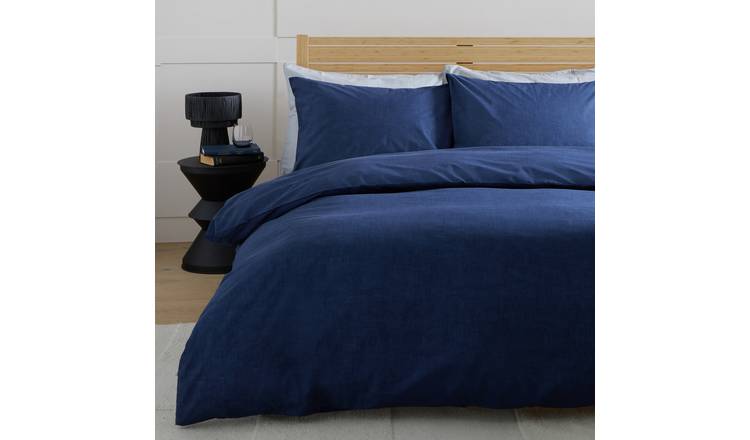 Habitat Cotton Textured Print Navy Bedding Set - Double