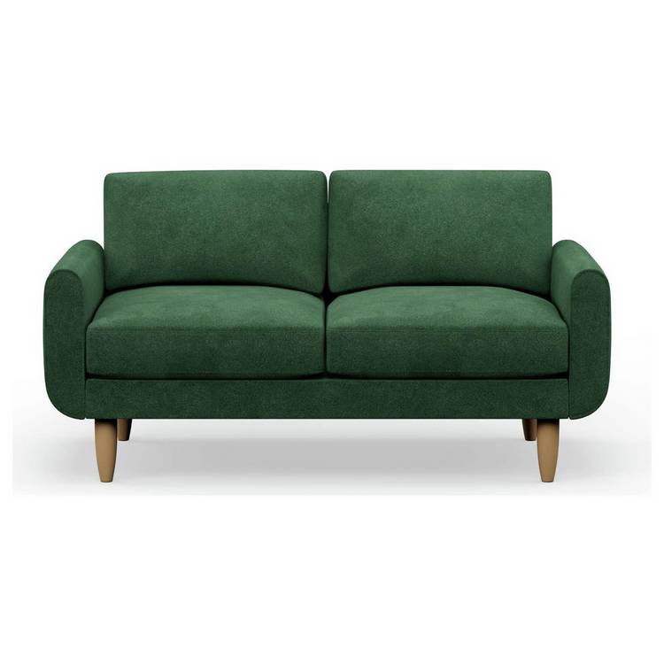 Hutch Velvet Round Arm 2 Seater Sofa - Sage Green 0