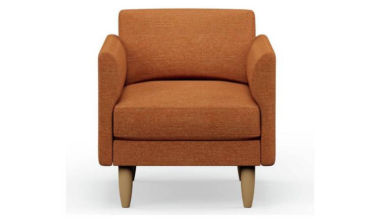 Hutch Fabric Curve Arm Armchair - Rust