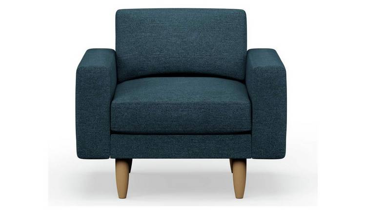 Hutch Fabric Block Arm Armchair - Aegean Blue