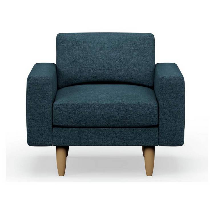 Hutch Fabric Block Arm Armchair - Aegean Blue 0