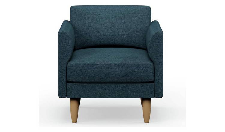 Hutch Fabric Curve Arm Armchair - Aegean Blue