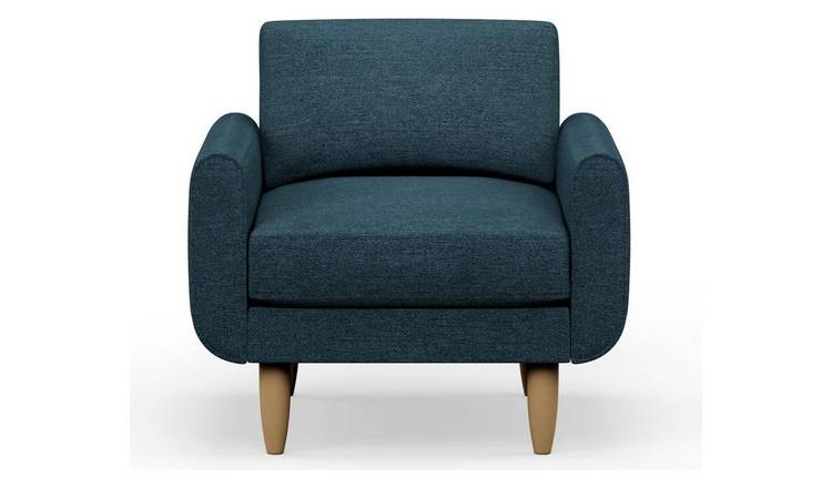 Hutch Fabric Round Arm Armchair - Aegean Blue