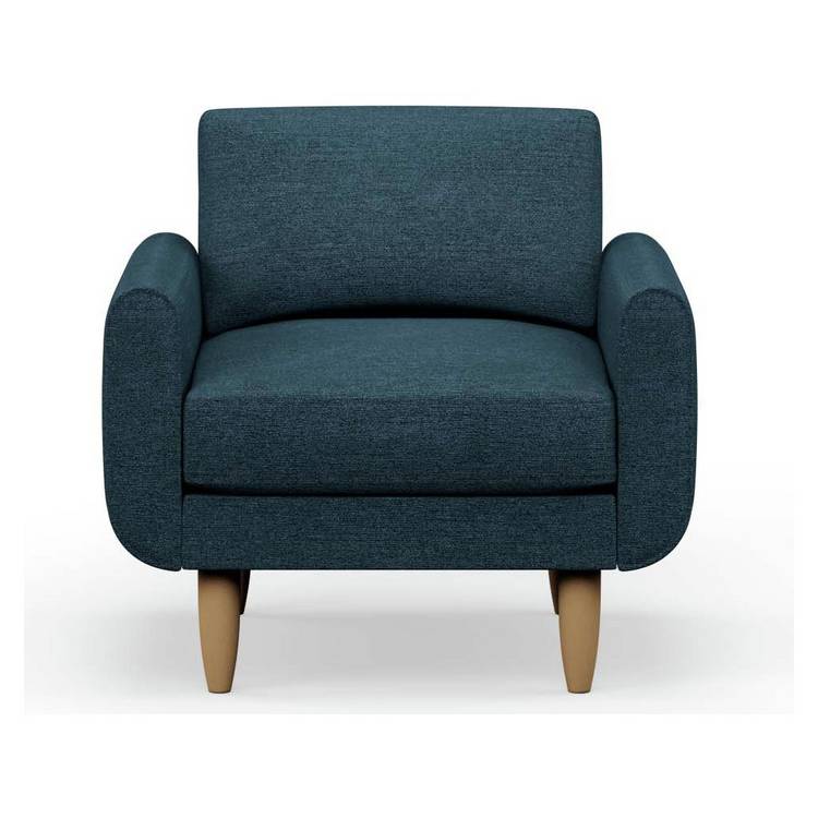 Hutch Fabric Round Arm Armchair - Aegean Blue 0