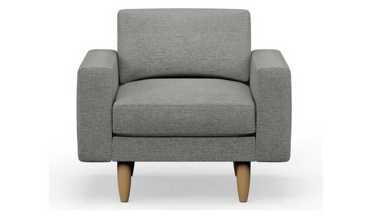 Hutch Fabric Block Arm Armchair - Dove Grey