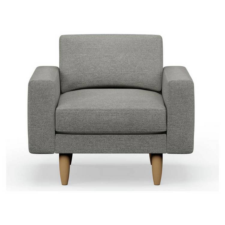 Hutch Fabric Block Arm Armchair - Dove Grey 0