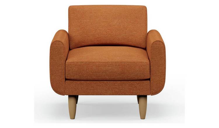 Hutch Fabric Round Arm Armchair - Rust